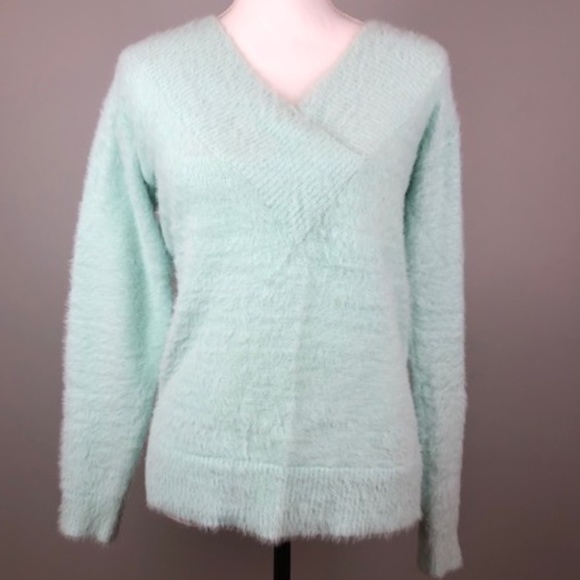 a new day Sweaters - A New Day Fuzzy  V-neck Sweater In Mint Sz S